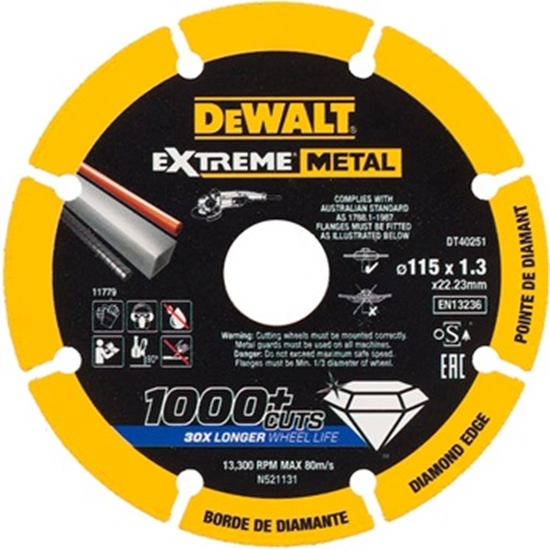 Изображение Dimanta griešanas disks DeWalt DT40251-QZ; 115x22,23x1,3 mm