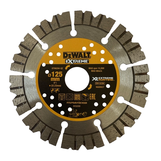 Изображение Dimanta griešanas disks DeWalt Extreme; 125x2x22,23 mm