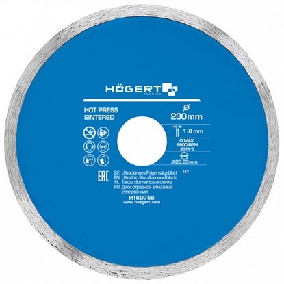 Attēls no Dimanta griešanas disks Hogert HT6D758; 230x22,23x1,8 mm