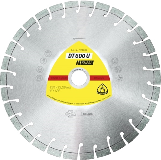 Picture of Dimanta griešanas disks Klingspor DT 600 U Supra; 230x2,6x22,23 mm