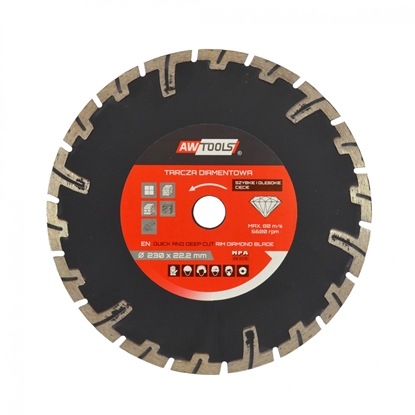 Изображение Dimanta griešanas disks mitrai griešanai AWTools AW45401; 125x22,2 mm