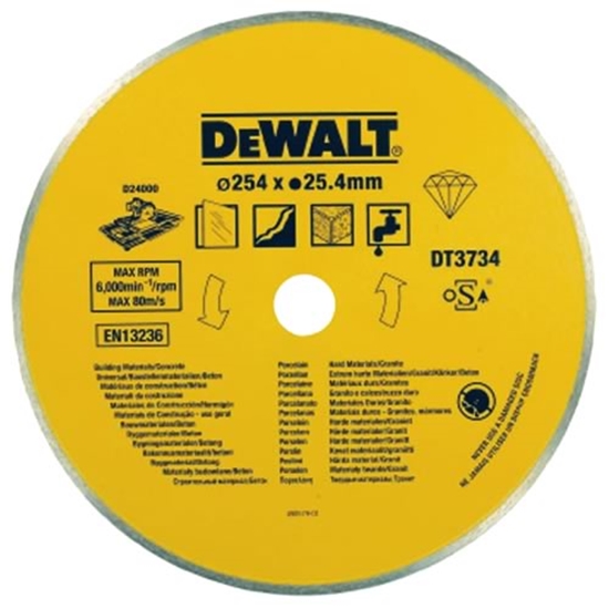 Изображение Dimanta griešanas disks mitrai griešanai DeWalt DT3734; Ø254