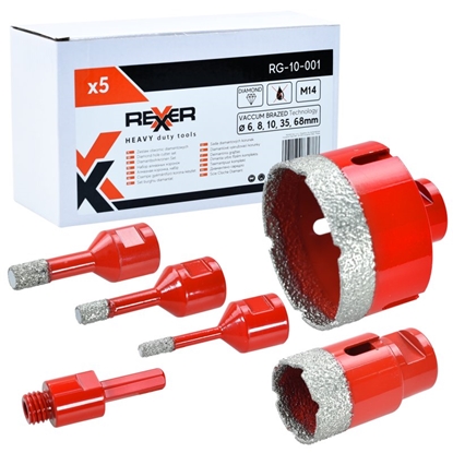 Изображение Dimanta kroņurbju komplekts Rexxer RG-10-001; M14; 5 gab.+ adapteris