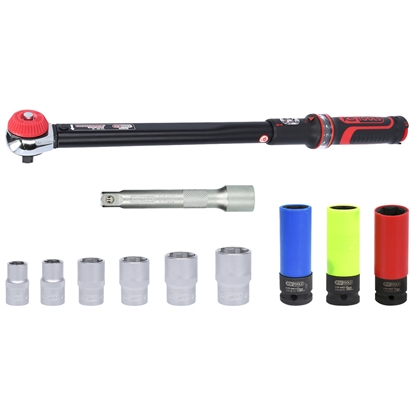 Picture of Dinamometriska uzgriežņu atslēga KS Tools ERGOTORQUEprecision; 1/2''; 20-200 Nm; 11 gab.
