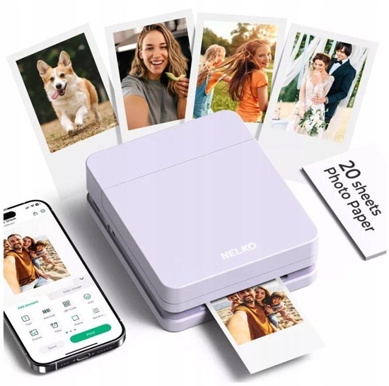 Picture of Drukarka Bluetooth Nelko Pp03 Druk Zdj Kolor 600dpi Do Telefonu Smartfona / Pp03 Fioletowy