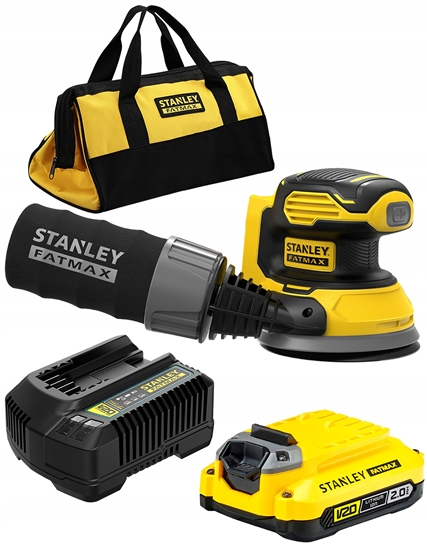 Picture of Ekscentra slīpmašīna Stanley SFMCW220D1S-QW; 18 V; 1x2,0 Ah akum.