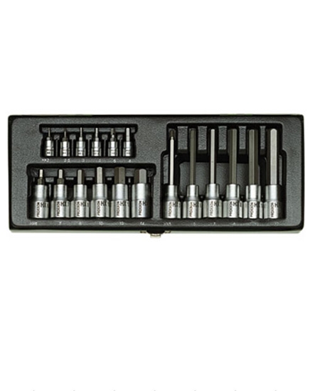 Picture of Galviņu komplekts ar Hex uzgaļiem Proxxon 1/4''+1/2''; 18 gab.