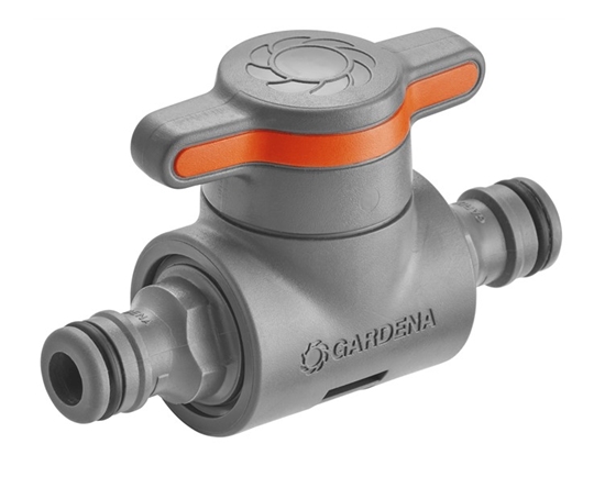 Изображение Gardena Gardena Coupling with Flow-Control Valve, valve, Drip irrigation system, Plastic, Grey, Orange, Male/Male, 1 pc(s)