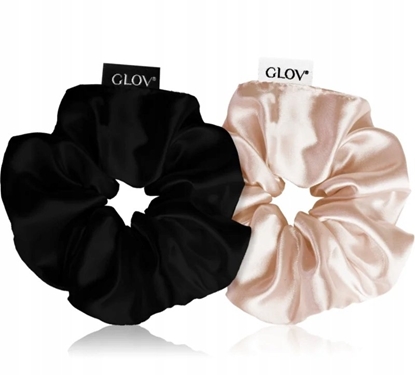 Picture of GLOV_Satin Scrunchies satynowe gumki do wosów M Champagne/Black 2szt