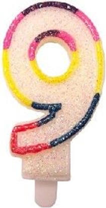 Изображение GoDan Swieczka cyferka z brokatem 9