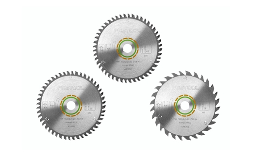 Изображение Griešanas diski Festool 578565; 160x20x2,2 mm; Z48/Z28; 5°/15°; 3 gab.