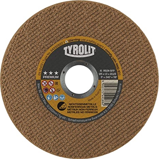 Picture of Griešanas disks alumīnijam Tyrolit 34332822; 41F; 125x1,0x22,23 mm; A60N-BFP