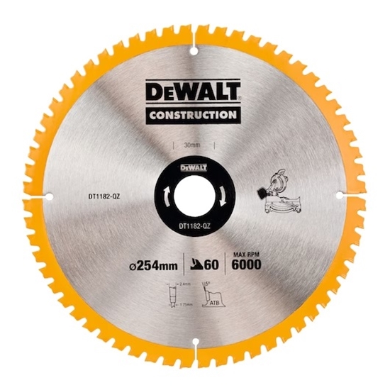 Изображение Griešanas disks DeWalt DT1182-QZ; 254 mm