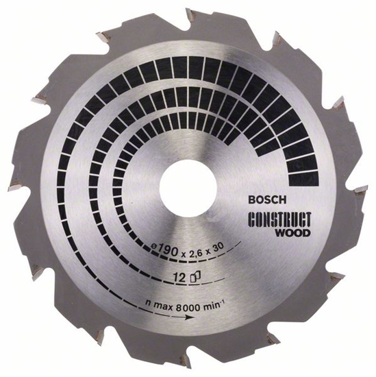 Picture of Griešanas disks kokam Bosch CONSTRUCT WOOD; 190x2,6x30,0 mm; Z12; 12°