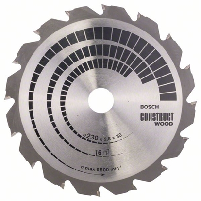 Attēls no Griešanas disks kokam Bosch CONSTRUCT WOOD; 230x2,8x30,0 mm; Z16; 12°