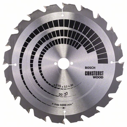 Picture of Griešanas disks kokam Bosch CONSTRUCT WOOD; 315x3,2x30,0 mm; Z20; 15°