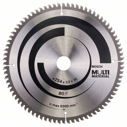 Attēls no Griešanas disks kokam Bosch MULTI MATERIAL; 254x3,2x30,0 mm; Z80; -5°