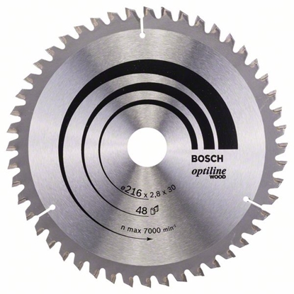 Picture of Griešanas disks kokam Bosch OPTILINE WOOD; 216x2,8x30,0 mm; Z48; -5°