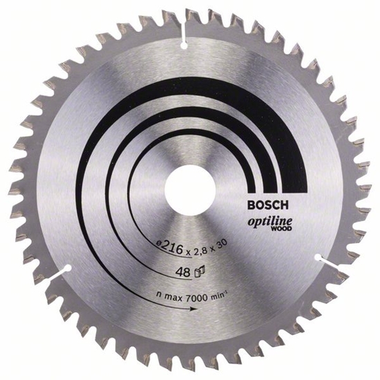 Picture of Griešanas disks kokam Bosch OPTILINE WOOD; 216x2,8x30,0 mm; Z48; -5°