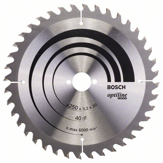Picture of Griešanas disks kokam Bosch OPTILINE WOOD; 250x3,2x30,0 mm; Z40; 15°