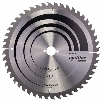 Picture of Griešanas disks kokam Bosch OPTILINE WOOD; 315x3,2x30,0 mm; Z48; 10°