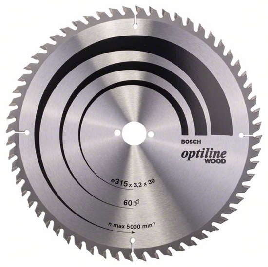 Picture of Griešanas disks kokam Bosch OPTILINE WOOD; 315x3,2x30,0 mm; Z60; 10°