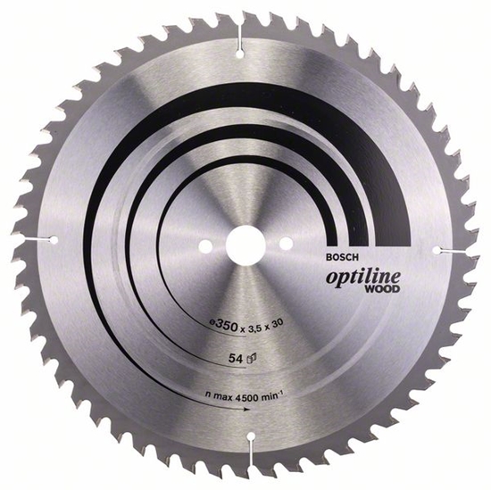 Picture of Griešanas disks kokam Bosch OPTILINE WOOD; 350x3,5x30,0 mm; Z54; 10°
