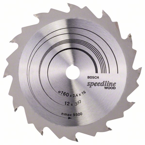 Picture of Griešanas disks kokam Bosch SPEEDLINE WOOD; 160x2,4x16,0 mm; Z12; 15°