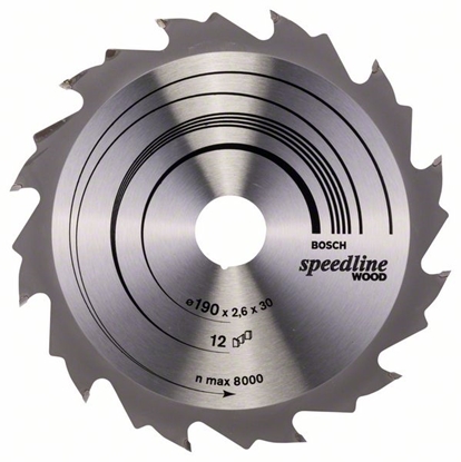 Picture of Griešanas disks kokam Bosch SPEEDLINE WOOD; 190x2,6x30,0 mm; Z12; 15°