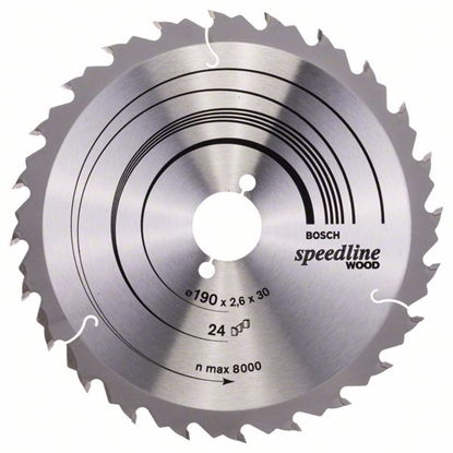 Picture of Griešanas disks kokam Bosch SPEEDLINE WOOD; 190x2,6x30,0 mm; Z24; 15°