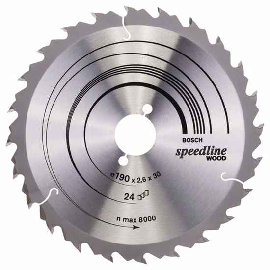Picture of Griešanas disks kokam Bosch SPEEDLINE WOOD; 190x2,6x30,0 mm; Z24; 15°