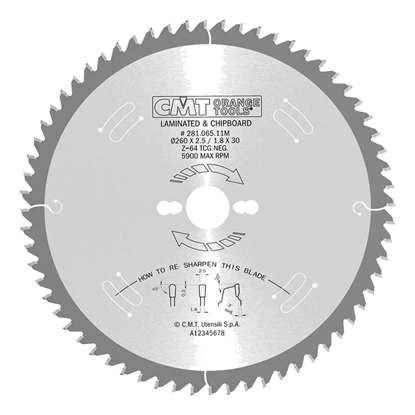 Picture of Griešanas disks kokam CMT 281; 260X2,5X30; Z64; -3°