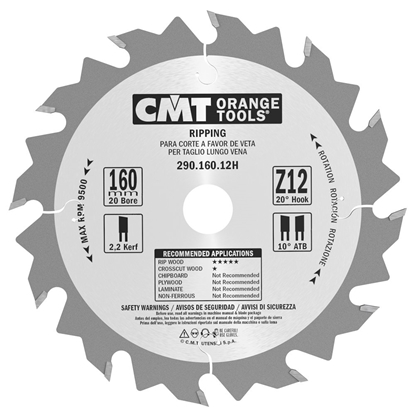 Attēls no Griešanas disks kokam CMT 290; 160x2.2x20; Z12; 20°