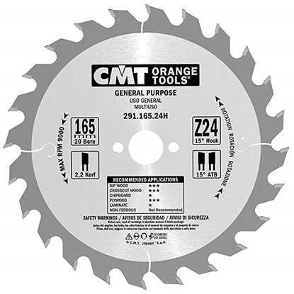 Изображение Griešanas disks kokam CMT 291; 165x2,2X20 mm; Z24