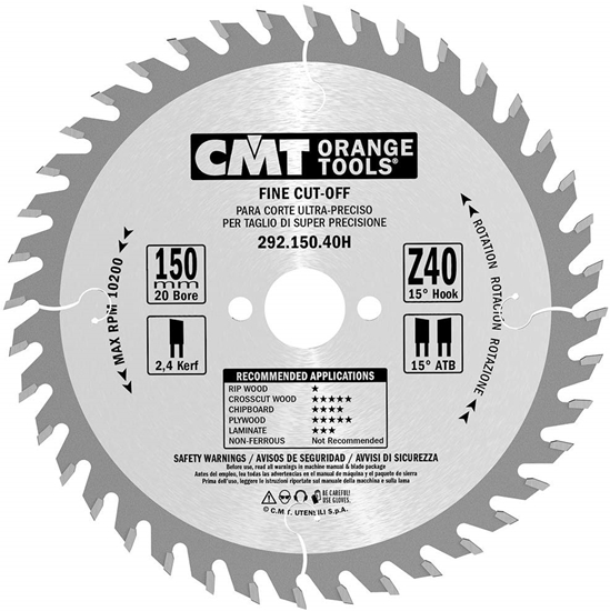 Picture of Griešanas disks kokam CMT 292; 150x2.4x20; Z40; 15°