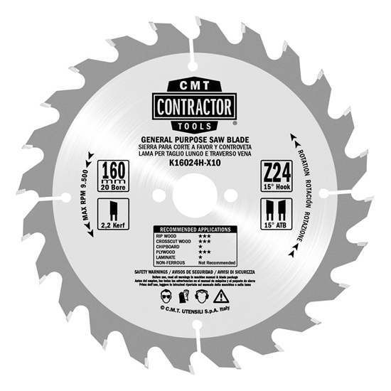 Picture of Griešanas disks kokam CMT Contractor; 136x1.5x20; Z18; 15°