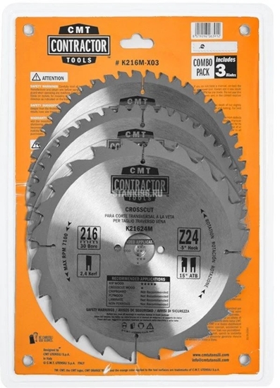 Picture of Griešanas disks kokam CMT Contractor; 216x2.4x30; Z24/Z48/Z48; 15°; 3 gab.