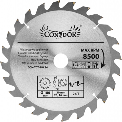 Picture of Griešanas disks kokam Condor CON-TCT-1802; 180 mm; Z24