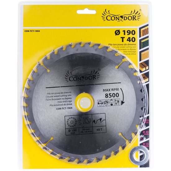 Picture of Griešanas disks kokam Condor CON-TCT-1904; 190 mm; Z40