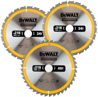 Изображение Griešanas disks kokam DeWalt DT1962; 216 mm; 2x24T; 1x40T; 3 gab.