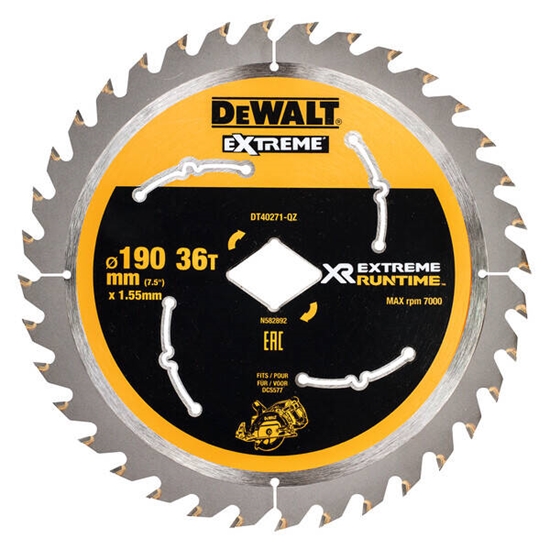 Изображение Griešanas disks kokam DeWalt DT40271-QZ; 190 mm; Z36