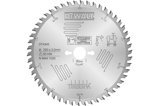 Изображение Griešanas disks kokam DeWalt DT4345; 250x30 mm; 50T