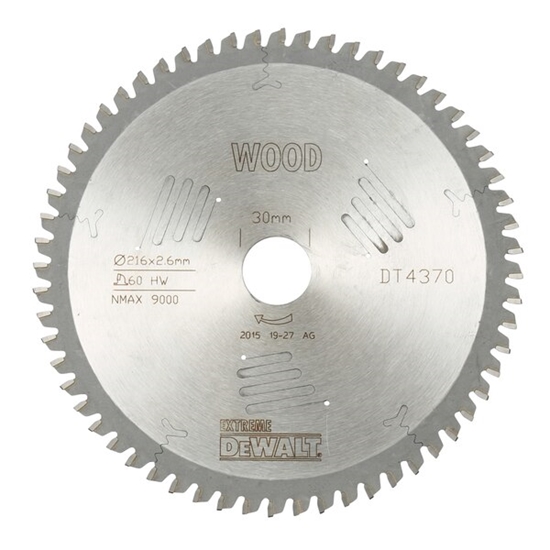 Изображение Griešanas disks kokam DeWalt DT4370-QZ; 216x30 mm; 60T