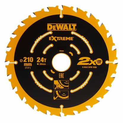Изображение Griešanas disks kokam DeWalt Extreme; 210x2,4x30 mm; Z24
