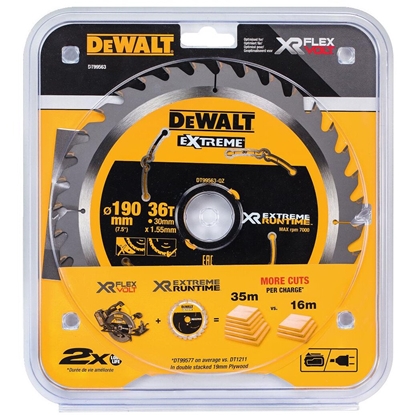 Изображение Griešanas disks kokam DeWalt XR Extreme; 190x1,55x30 mm; Z36