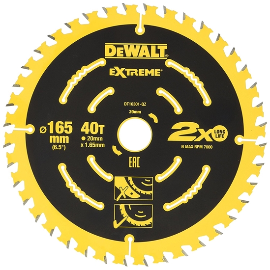 Изображение Griešanas disks kokam DeWalt; 165x1,65x20,0 mm; Z40; 18°