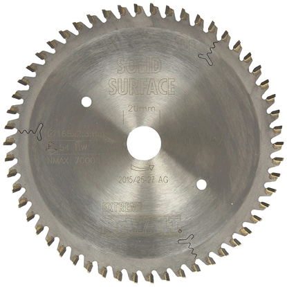 Изображение Griešanas disks kokam DeWalt; 165x2,3x20,0 mm; Z54; 0°