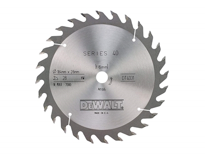 Изображение Griešanas disks kokam DeWalt; 184x2,6x16,0 mm; Z28; 25°