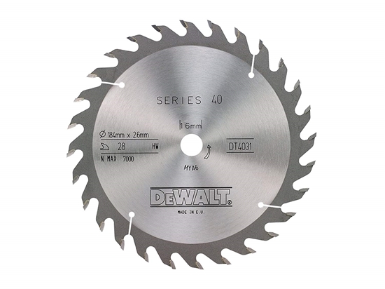 Изображение Griešanas disks kokam DeWalt; 184x2,6x16,0 mm; Z28; 25°