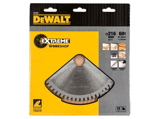 Изображение Griešanas disks kokam DeWalt; 216x30,0 mm; Z60; -5°
